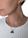 Be-Jewelled 3-Stone Baltic Amber Pendant, Gold/Multi