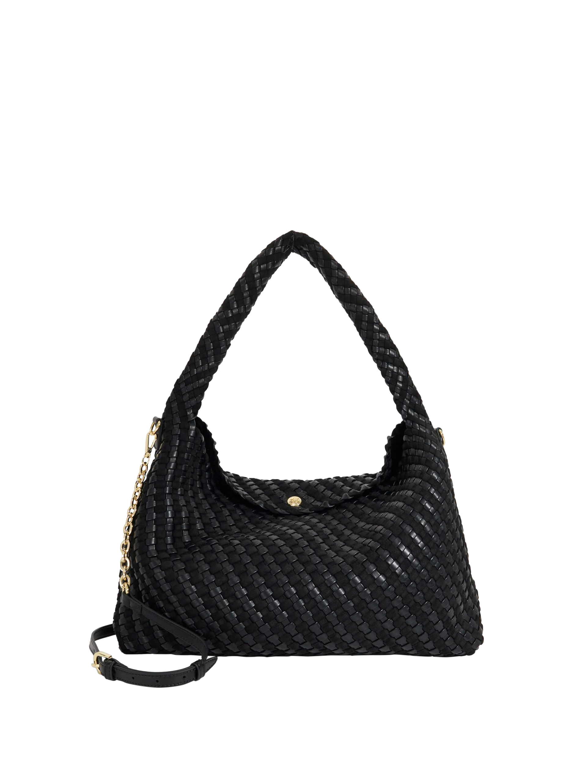 Product image 1 of 5, which shows Dune London Deliberate L Woven Shoulder Bag, Black