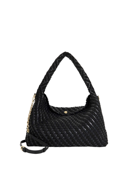 Dune London Deliberate L Woven Shoulder Bag, Black