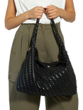 Dune London Deliberate L Woven Shoulder Bag, Black