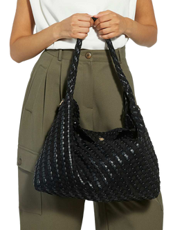 Dune London Deliberate L Woven Shoulder Bag - view 2, Black