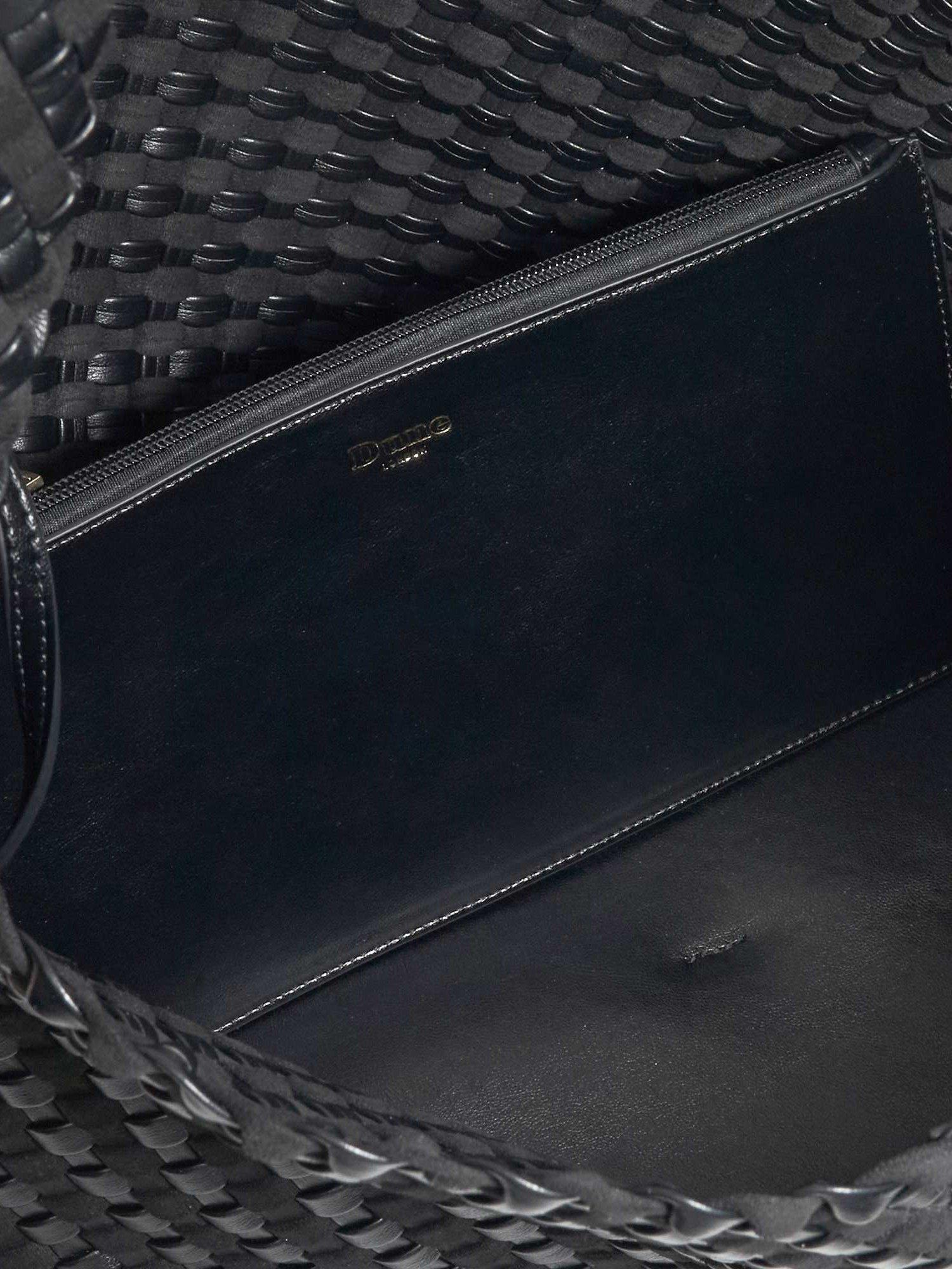 Product image 4 of 5, which shows Dune London Deliberate L Woven Shoulder Bag, Black