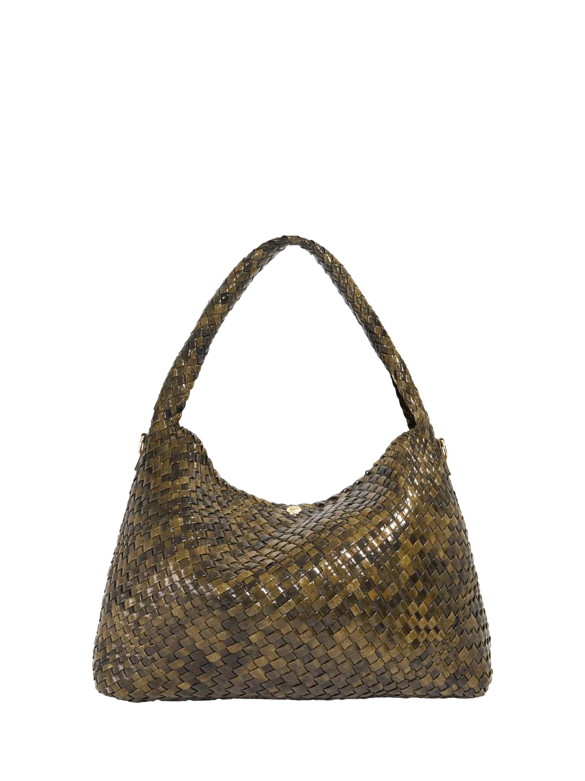 Product image 3 of 5, which shows Dune London Deliberate L Woven Shoulder Bag, Green