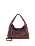 Dune London Deliberate L Woven Shoulder Bag, Burgundy
