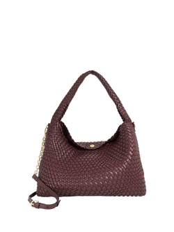 Dune London Deliberate L Woven Shoulder Bag, Burgundy