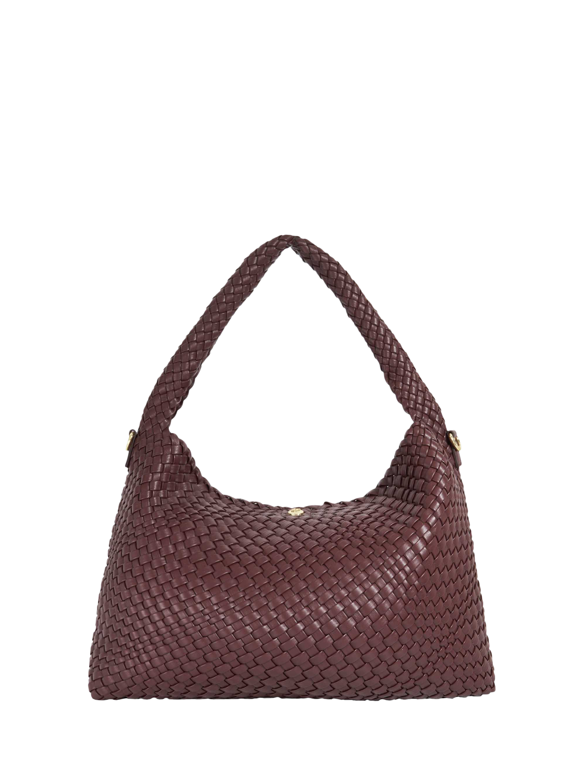 Product image 2 of 4, which shows Dune London Deliberate L Woven Shoulder Bag, Burgundy