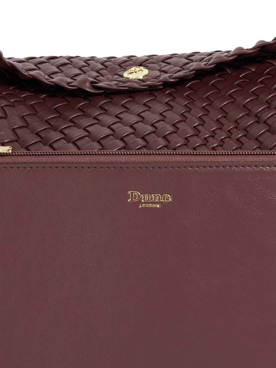 Product image 4 of 4, which shows Dune London Deliberate L Woven Shoulder Bag, Burgundy