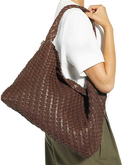 Dune London Deliberate L Woven Shoulder Bag - view 2, Dark Brown