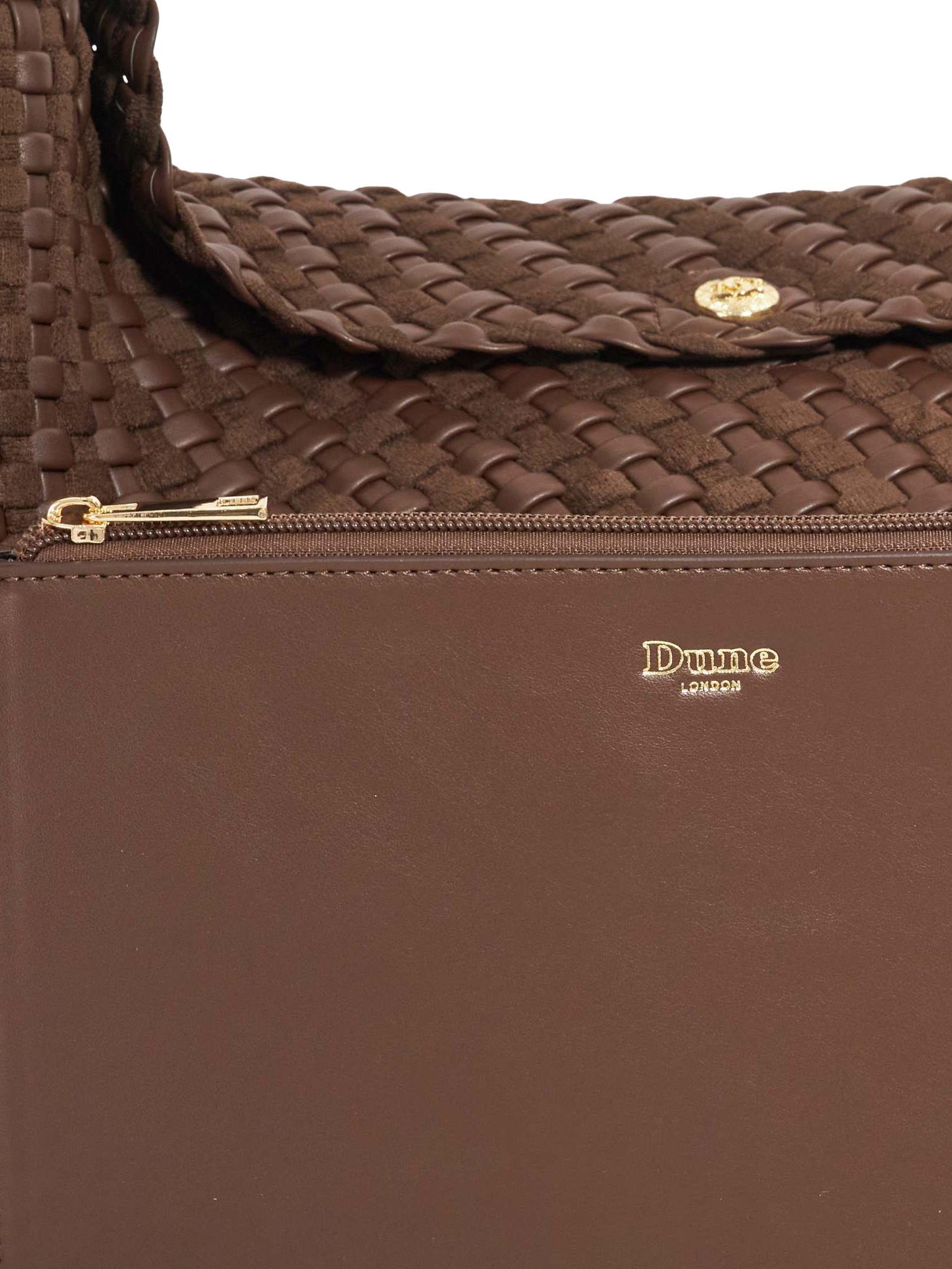 Product image 5 of 5, which shows Dune London Deliberate L Woven Shoulder Bag, Dk Brown