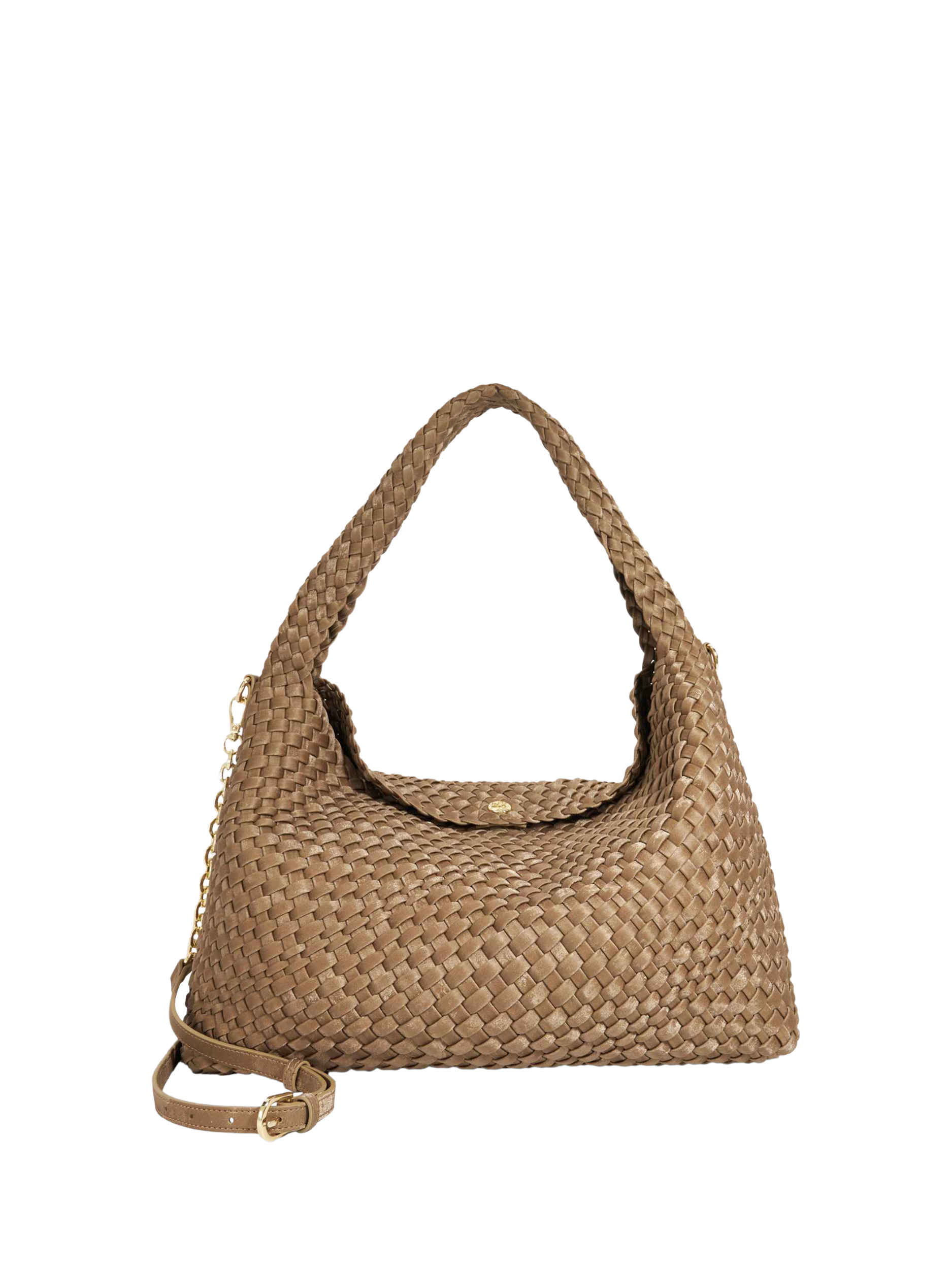 Product image 1 of 5, which shows Dune London Deliberate L Woven Shoulder Bag, Bronze