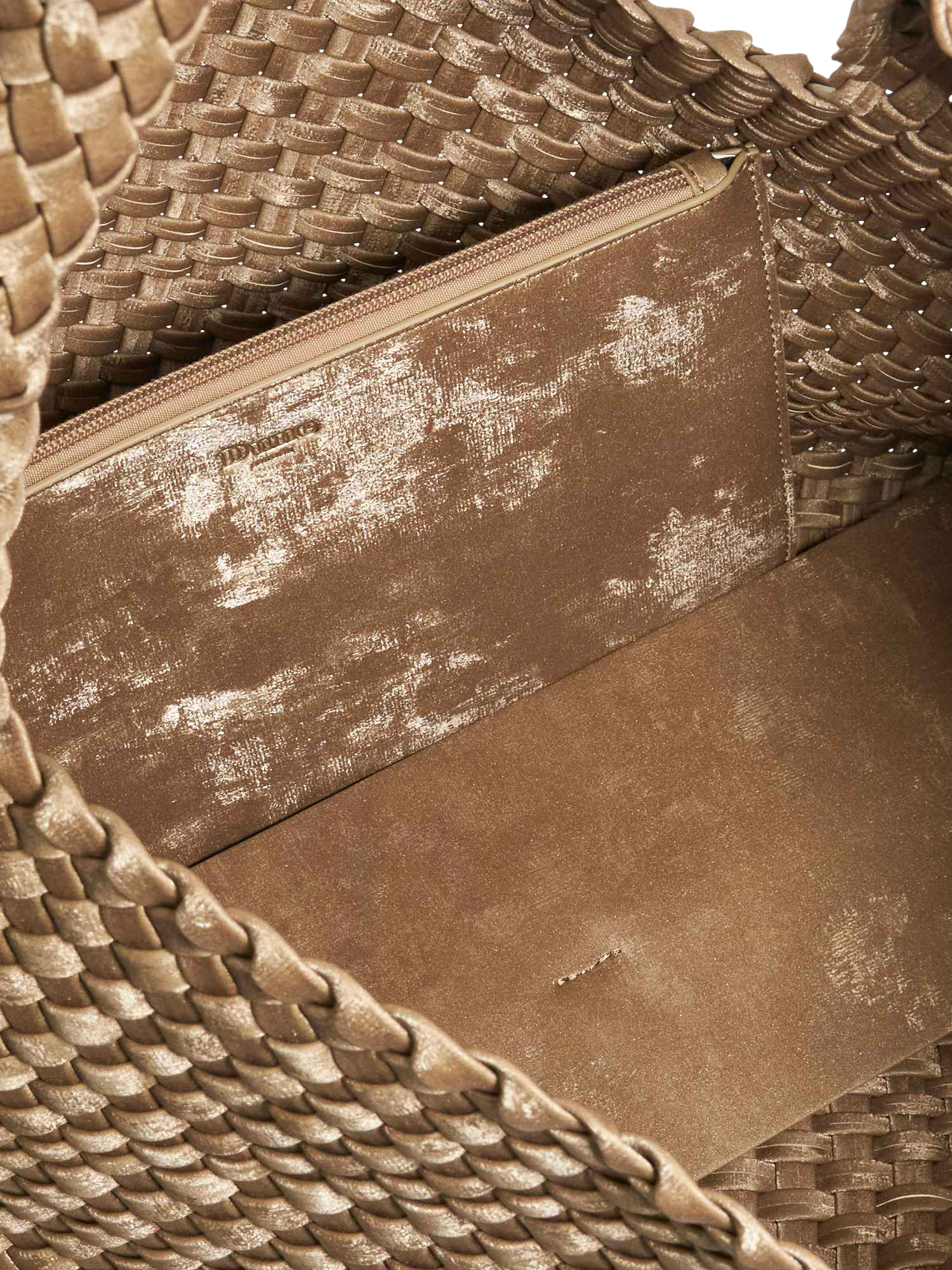 Product image 4 of 5, which shows Dune London Deliberate L Woven Shoulder Bag, Bronze