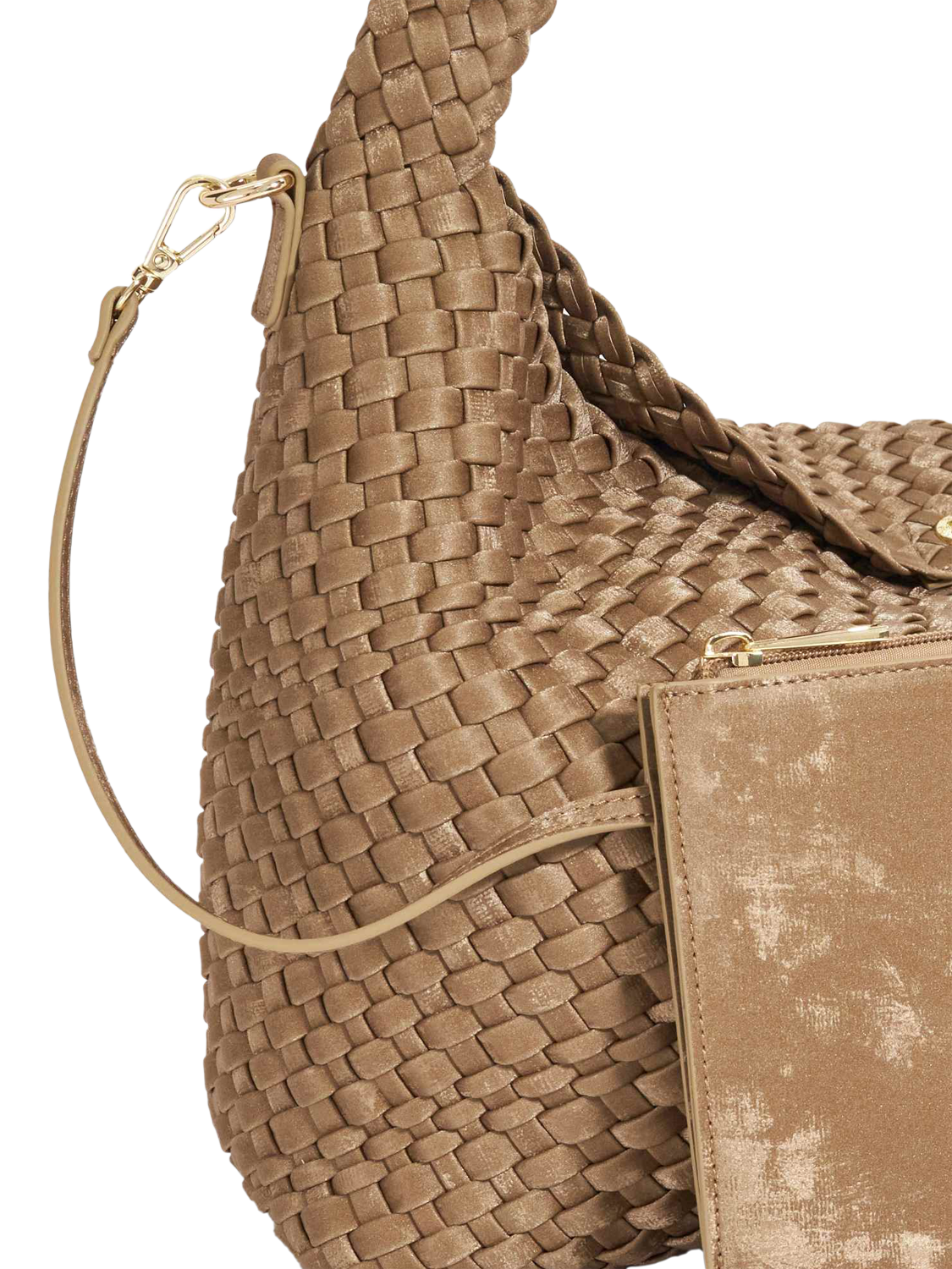 Product image 5 of 5, which shows Dune London Deliberate L Woven Shoulder Bag, Bronze