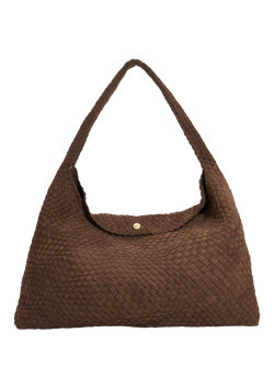 Dune London Deliberate XL Woven Shoulder Bag, Dark Brown