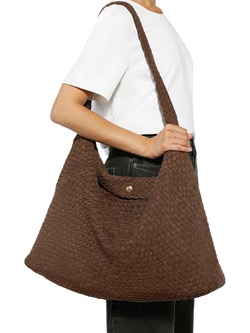 Dune London Deliberate XL Woven Shoulder Bag - view 2, Dark Brown