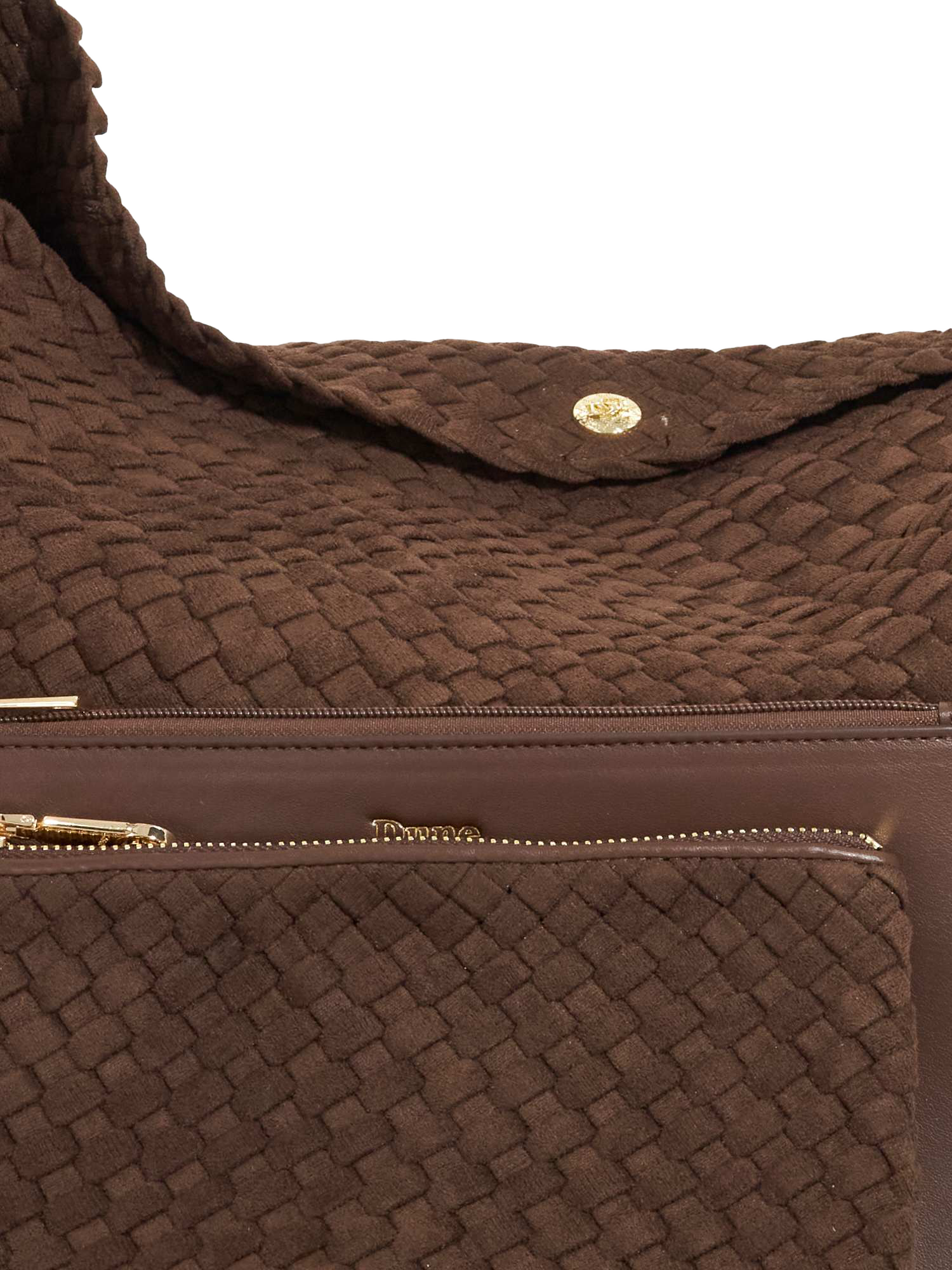 Product image 5 of 5, which shows Dune London Deliberate Extra Large Woven Shoulder Bag, Dark Brown