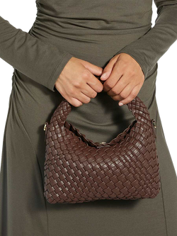 Dune London Dinkydeliberate Small Woven Grab Bag - view 2, Chocolate