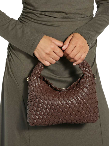 Dune London Dinkydeliberate Small Woven Grab Bag - view 2, Chocolate