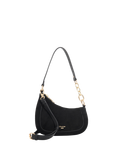 Dune London Direction Asymmetric Chain Detail Suede Shoulder Bag, Black
