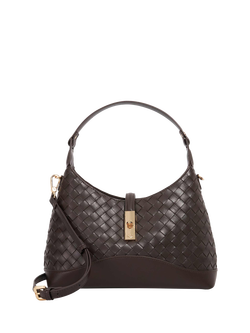 Dune London Dorset Woven Leather Crossbody Bag, Dark Brown, Dark Brown