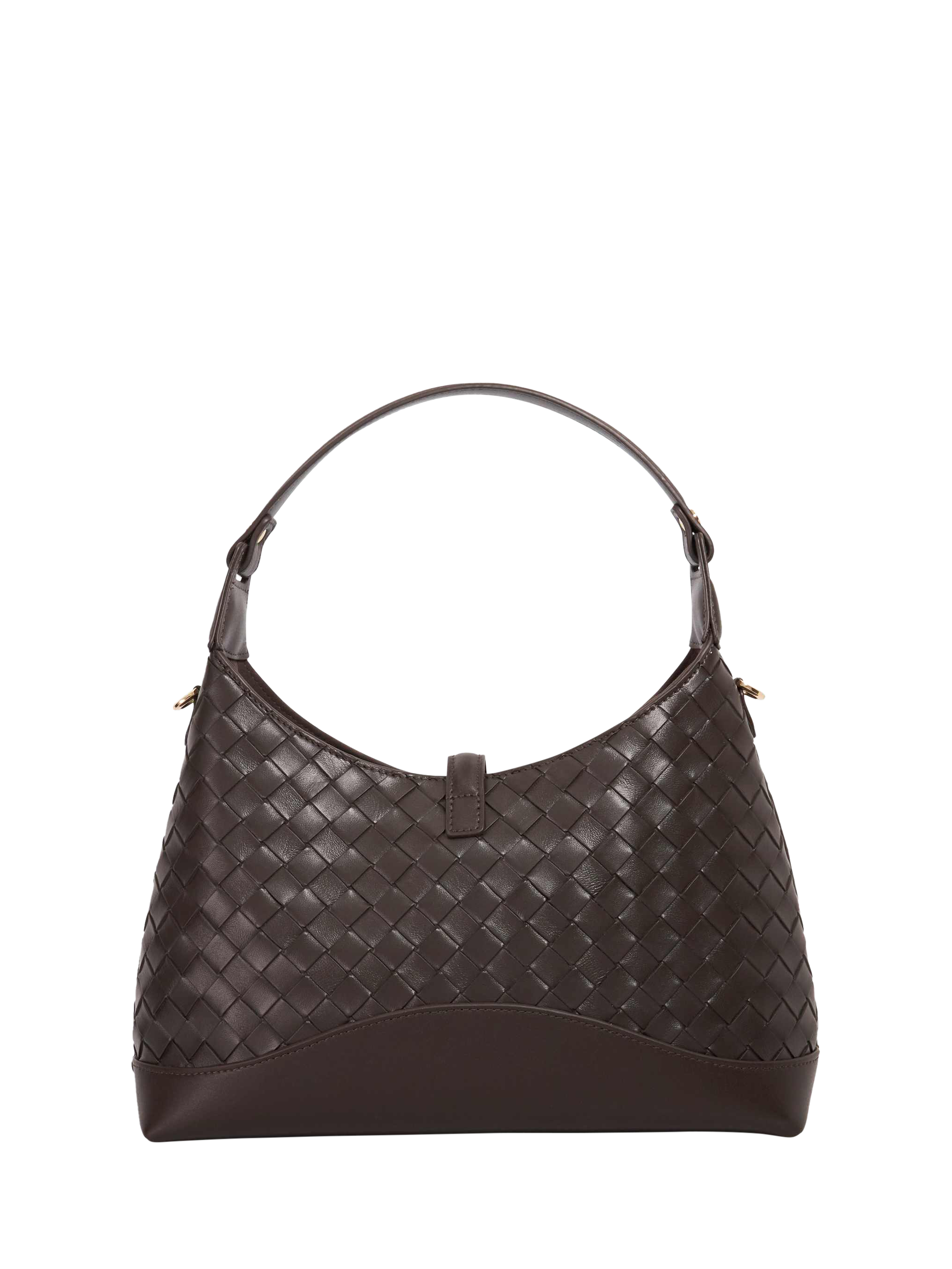 Product image 3 of 5, which shows Dune London Dorset Woven Leather Crossbody Bag, Dark Brown