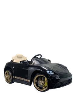 INJUSA Porsche Taycan Turbo S Electric Ride-On Toy, Black, Black