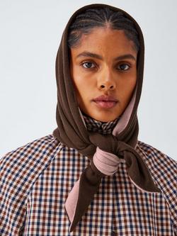 John Lewis Double Face Foulard Wool Scarf, Chocolate/Light Pink