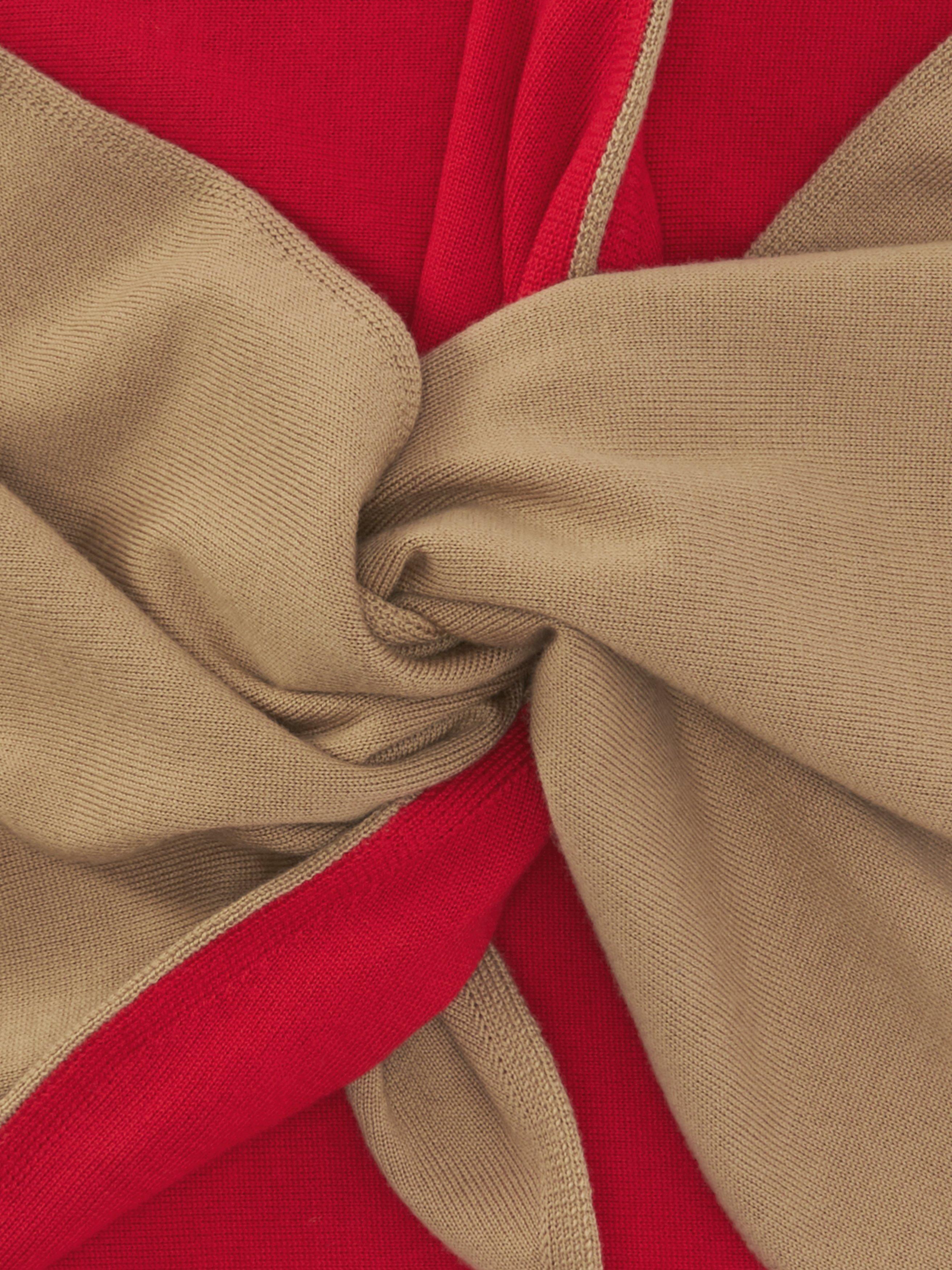 Product image 3 of 5, which shows John Lewis Double Face Foulard Wool Scarf, Tan/Red