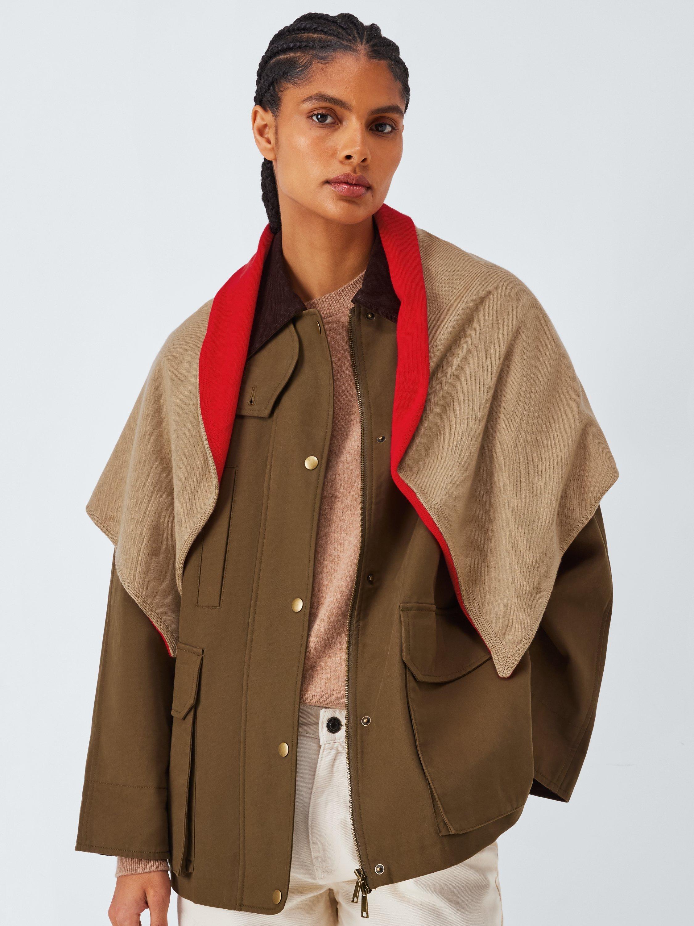 Product image 5 of 5, which shows John Lewis Double Face Foulard Wool Scarf, Tan/Red