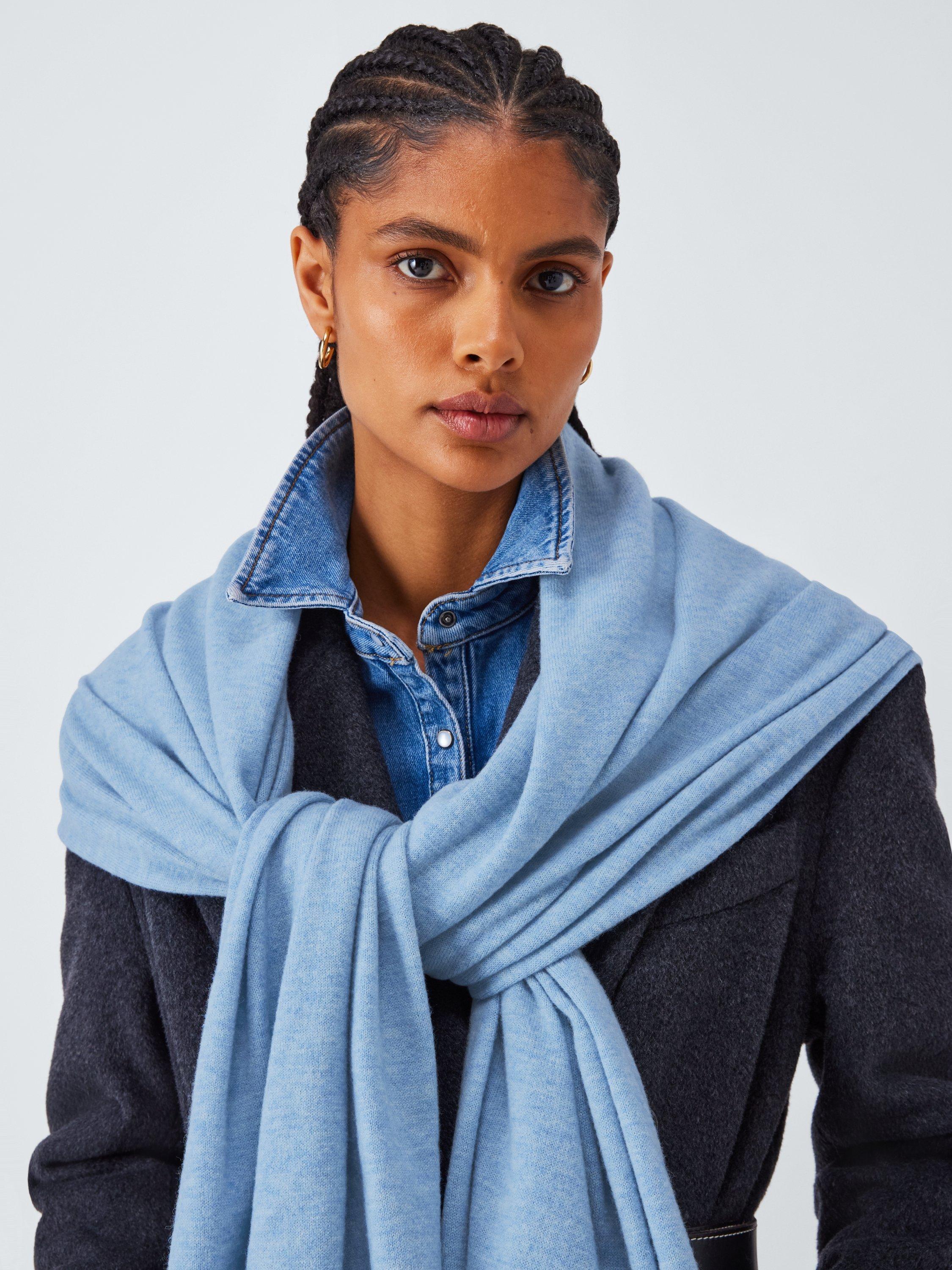 Product image 1 of 5, which shows John Lewis Wool Wrap Scarf, Blue