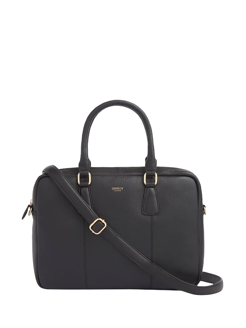 Product image 1 of 5, which shows OSPREY LONDON Adaline Leather Laptop Bag, Black