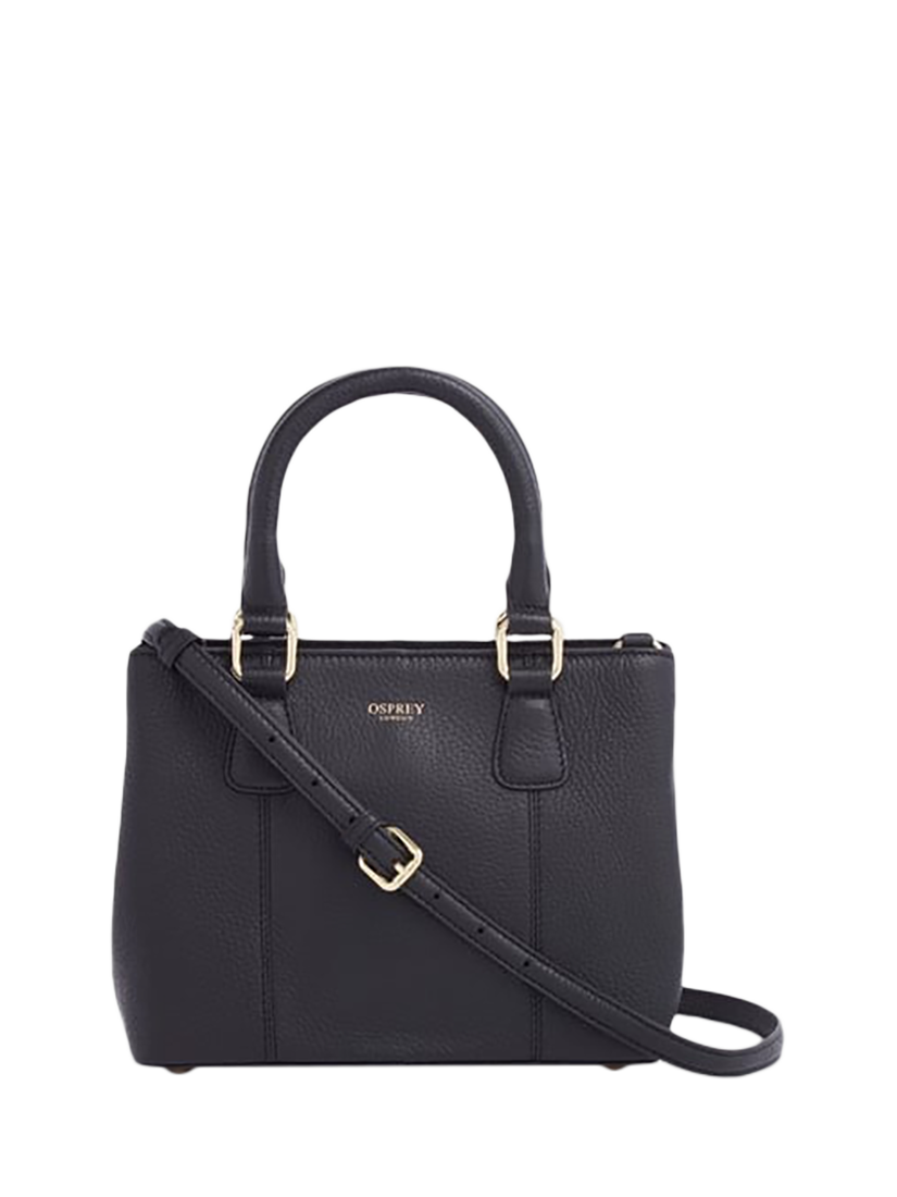 Product image 1 of 5, which shows OSPREY LONDON Mini Adaline Leather Grab Bag, Black