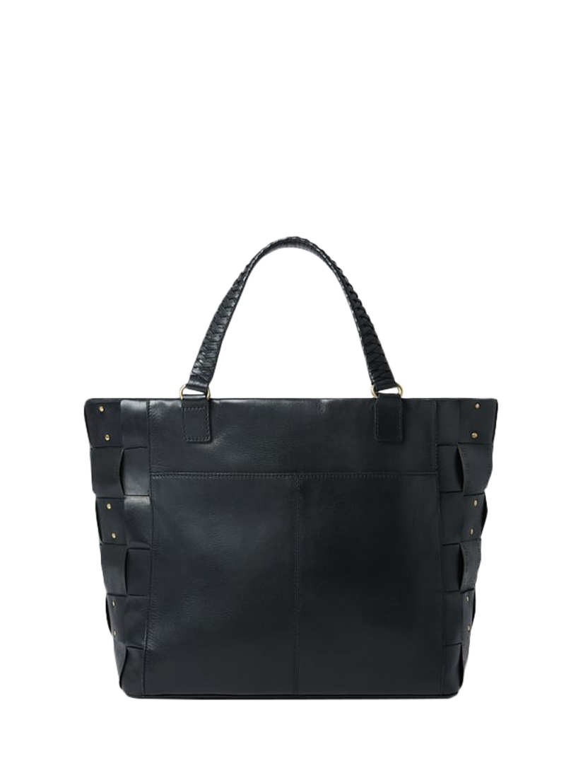 Product image 2 of 5, which shows OSPREY LONDON Audacia Leather Tote Bag, Black