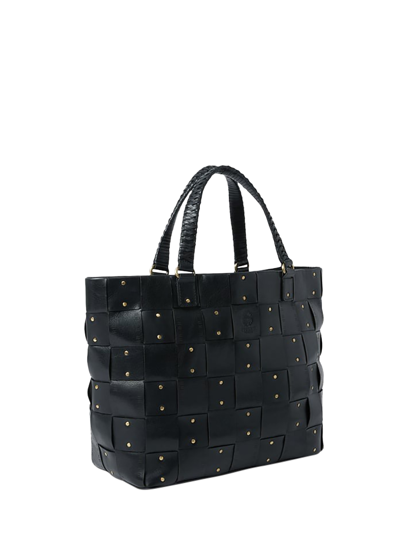 Product image 3 of 5, which shows OSPREY LONDON Audacia Leather Tote Bag, Black