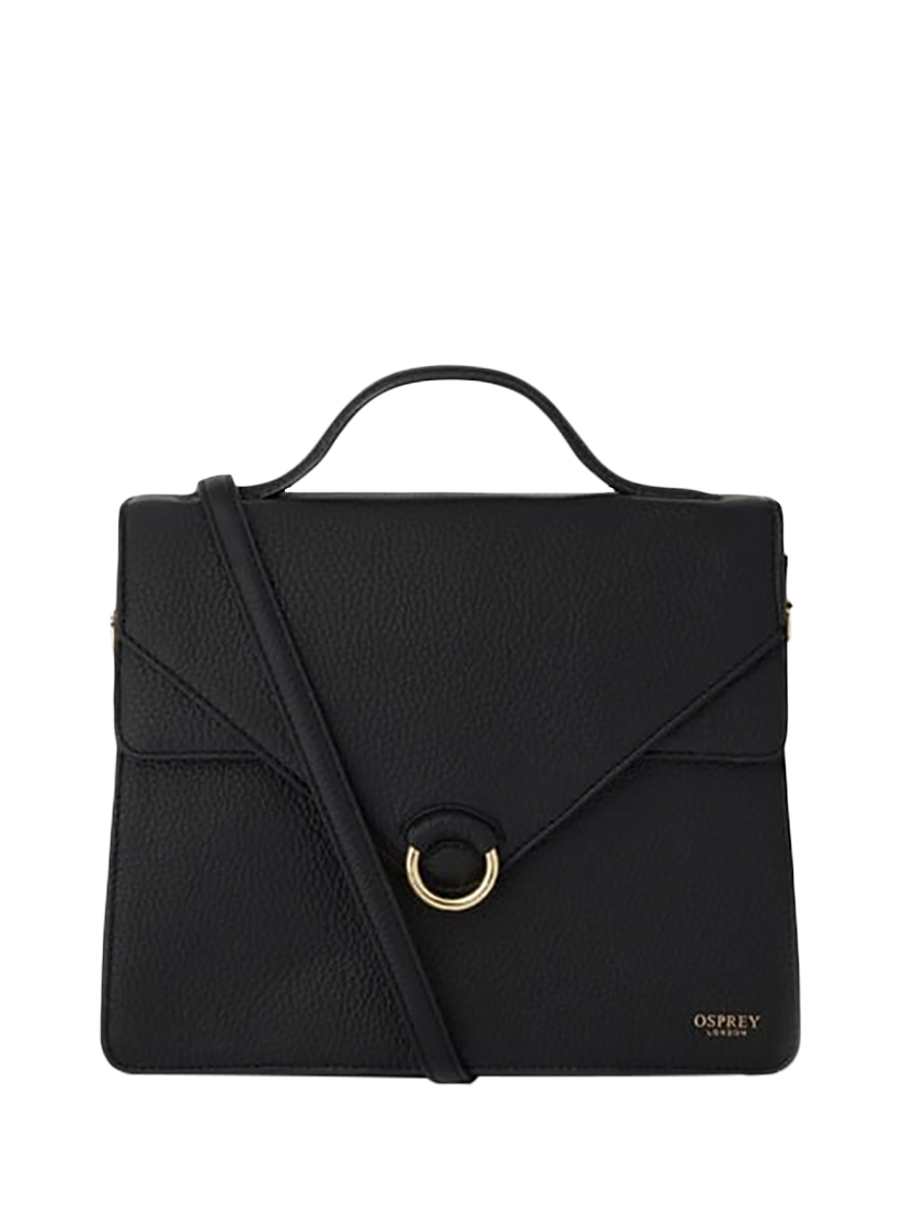 Product image 1 of 5, which shows OSPREY LONDON Harper Leather Grab Bag, Black
