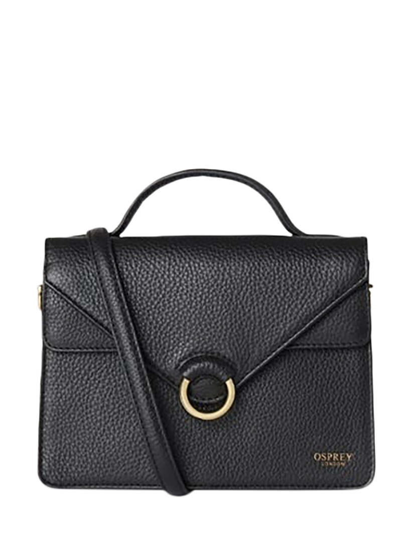 Product image 1 of 5, which shows OSPREY LONDON Harper Mini Leather Grab Bag, Black