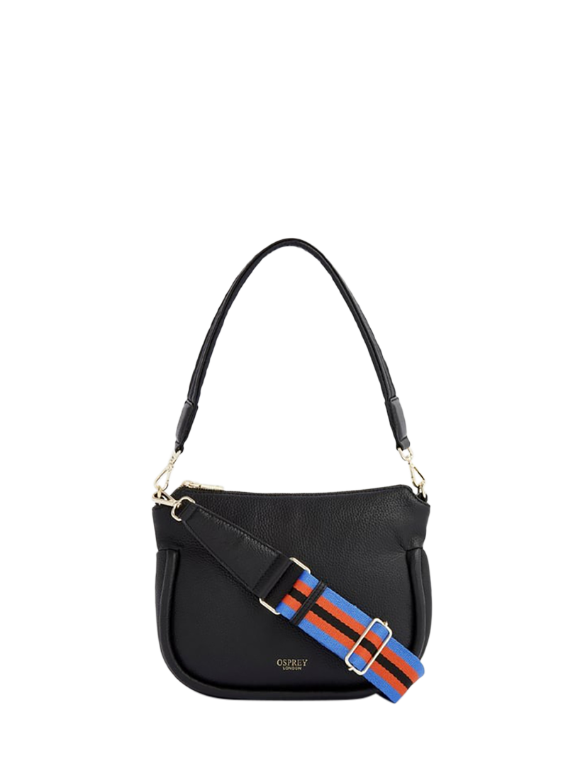 Product image 1 of 5, which shows OSPREY LONDON Hendrix Leather Shoulder Bag, Black