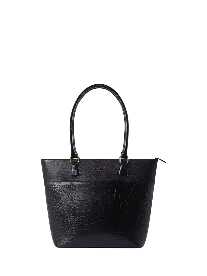 Product image 1 of 5, which shows OSPREY LONDON Kellie Leather Tote Bag, Black