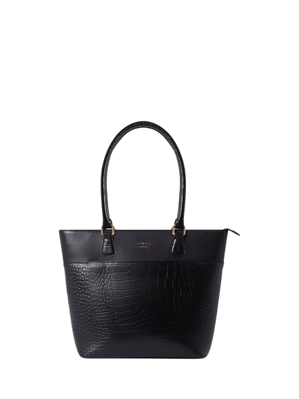OSPREY LONDON Kellie Leather Tote Bag, Black