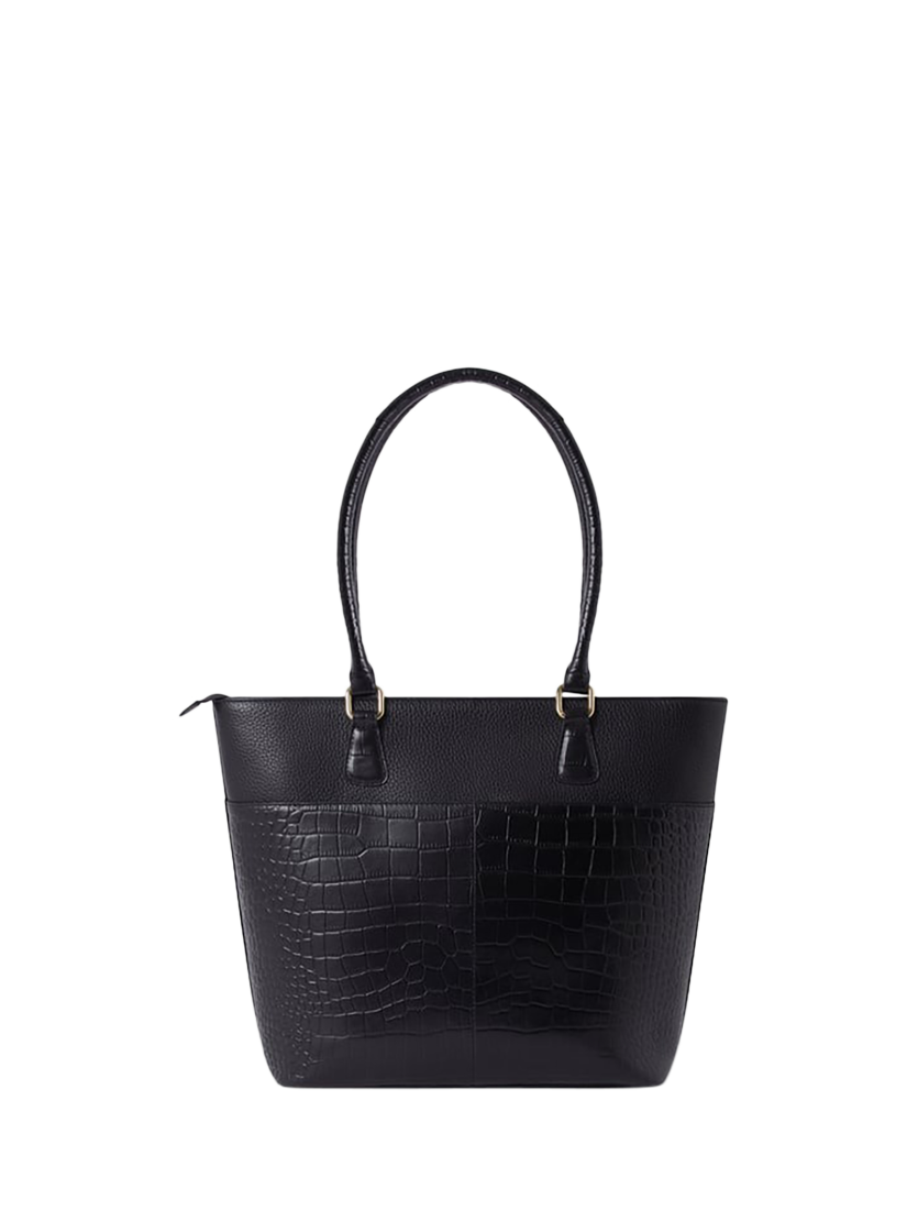 Product image 2 of 5, which shows OSPREY LONDON Kellie Leather Tote Bag, Black