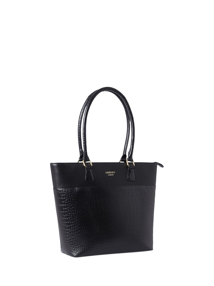 Product image 3 of 5, which shows OSPREY LONDON Kellie Leather Tote Bag, Black