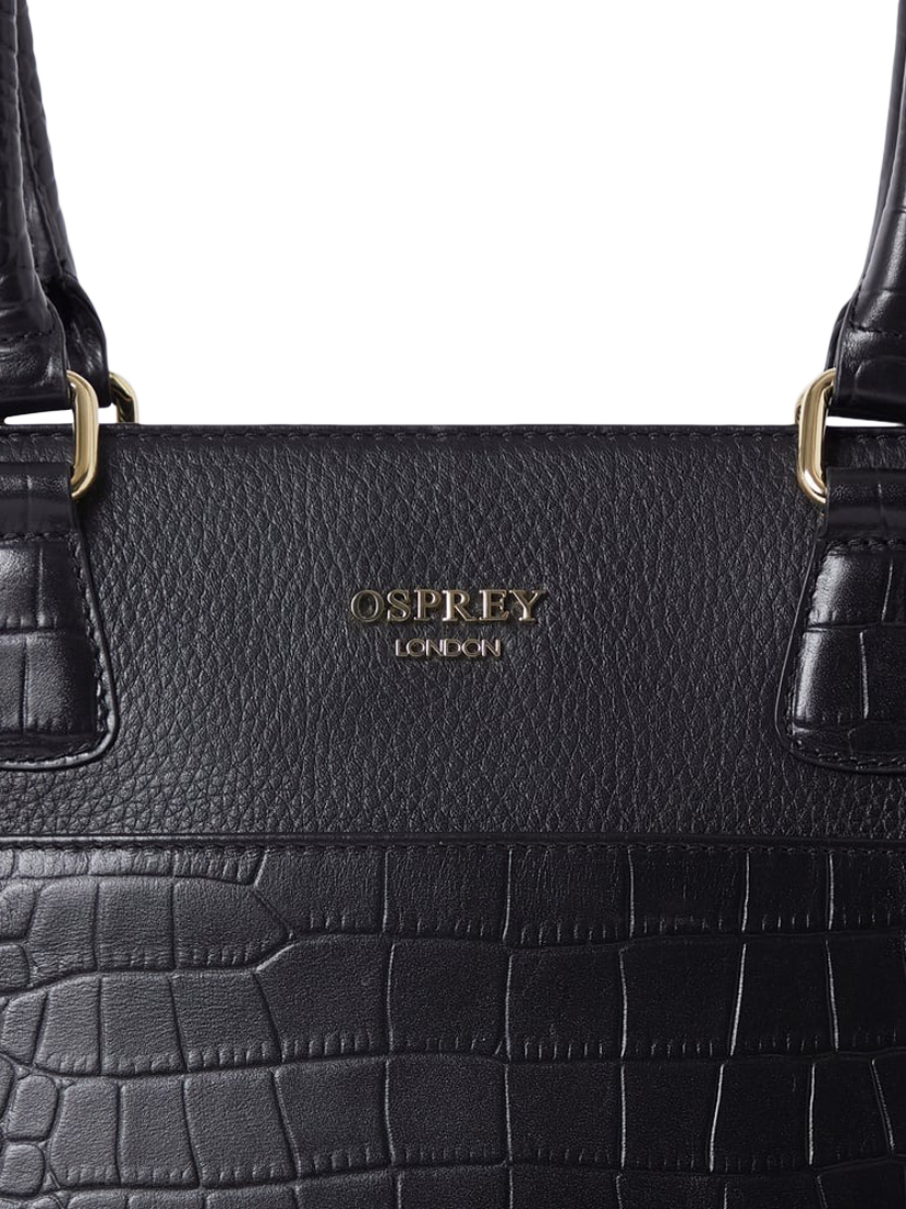 Product image 4 of 5, which shows OSPREY LONDON Kellie Leather Tote Bag, Black