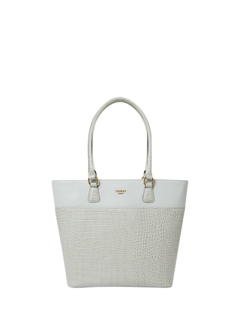 Product image 1 of 5, which shows OSPREY LONDON Kellie Leather Tote Bag, Mist