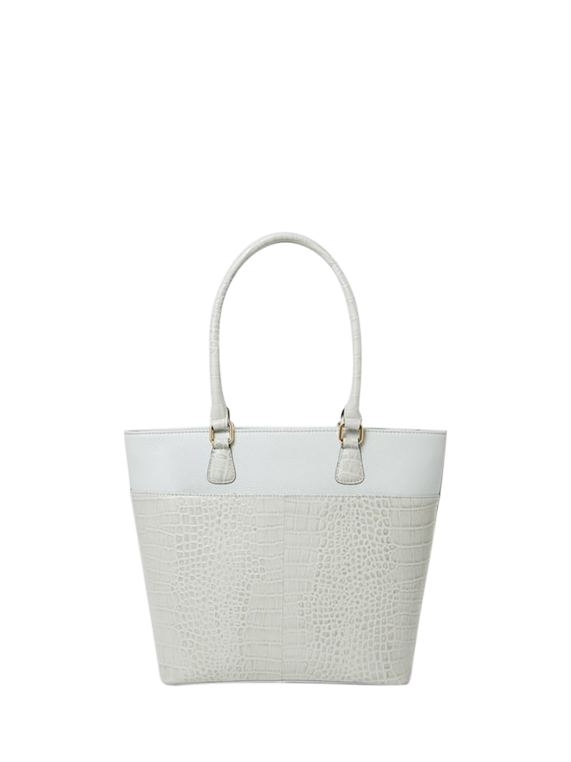 Product image 2 of 5, which shows OSPREY LONDON Kellie Leather Tote Bag, Mist