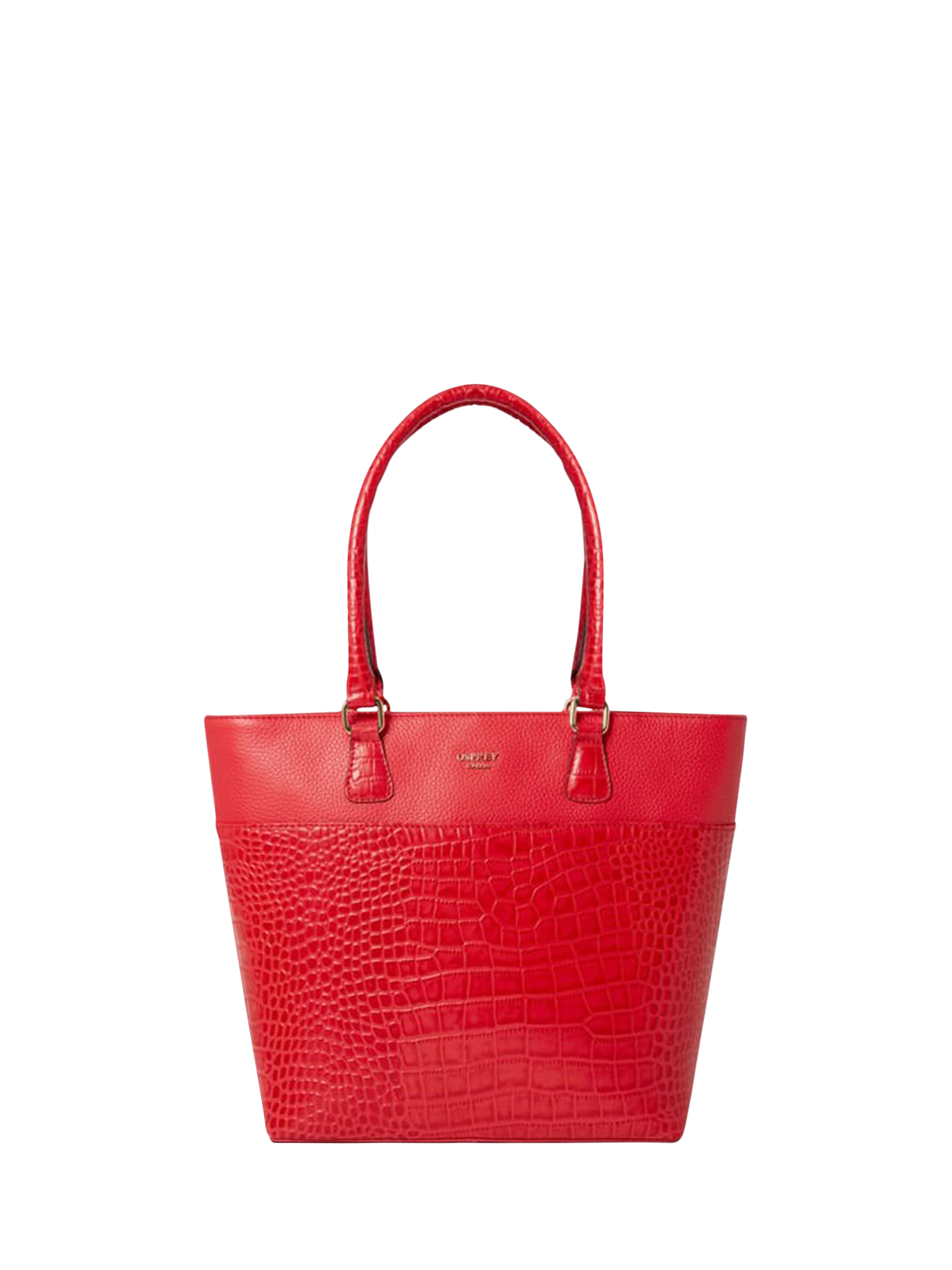 Product image 1 of 5, which shows OSPREY LONDON Kellie Leather Tote Bag, Red