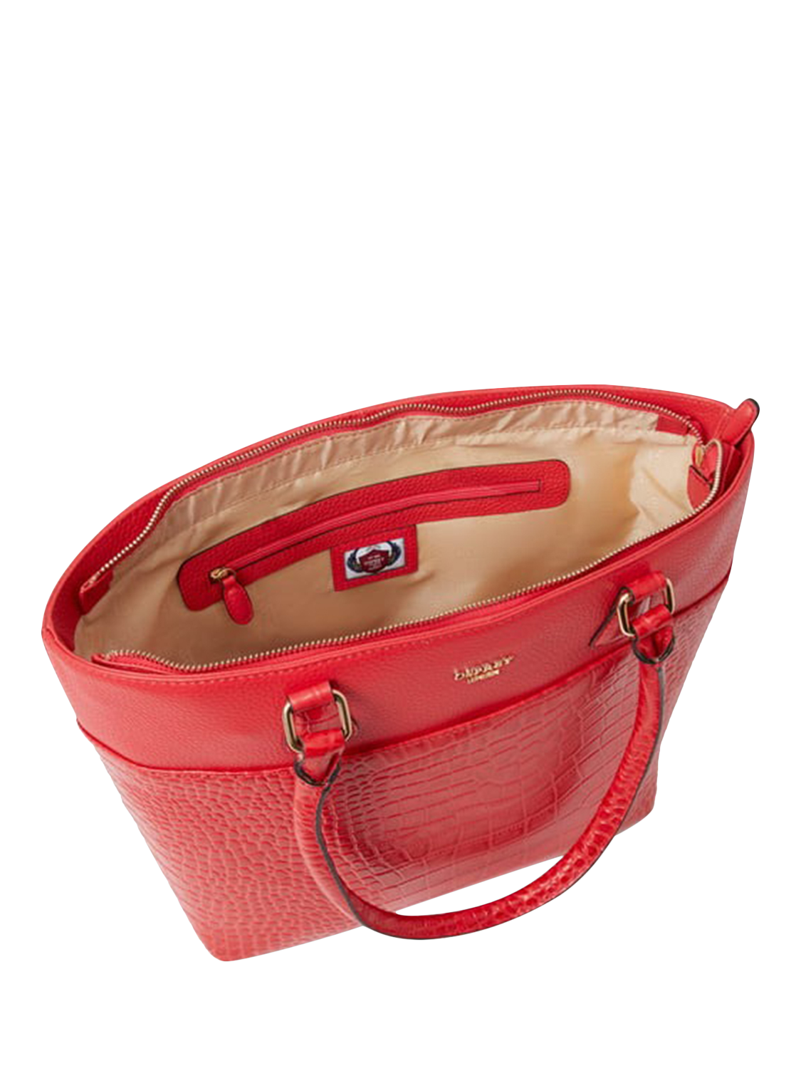 Product image 5 of 5, which shows OSPREY LONDON Kellie Leather Tote Bag, Red