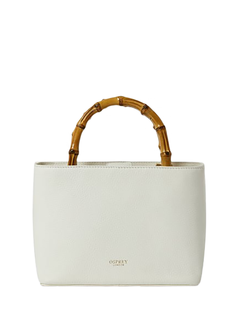 Product image 1 of 5, which shows OSPREY LONDON Mini Clio Leather Bag, White