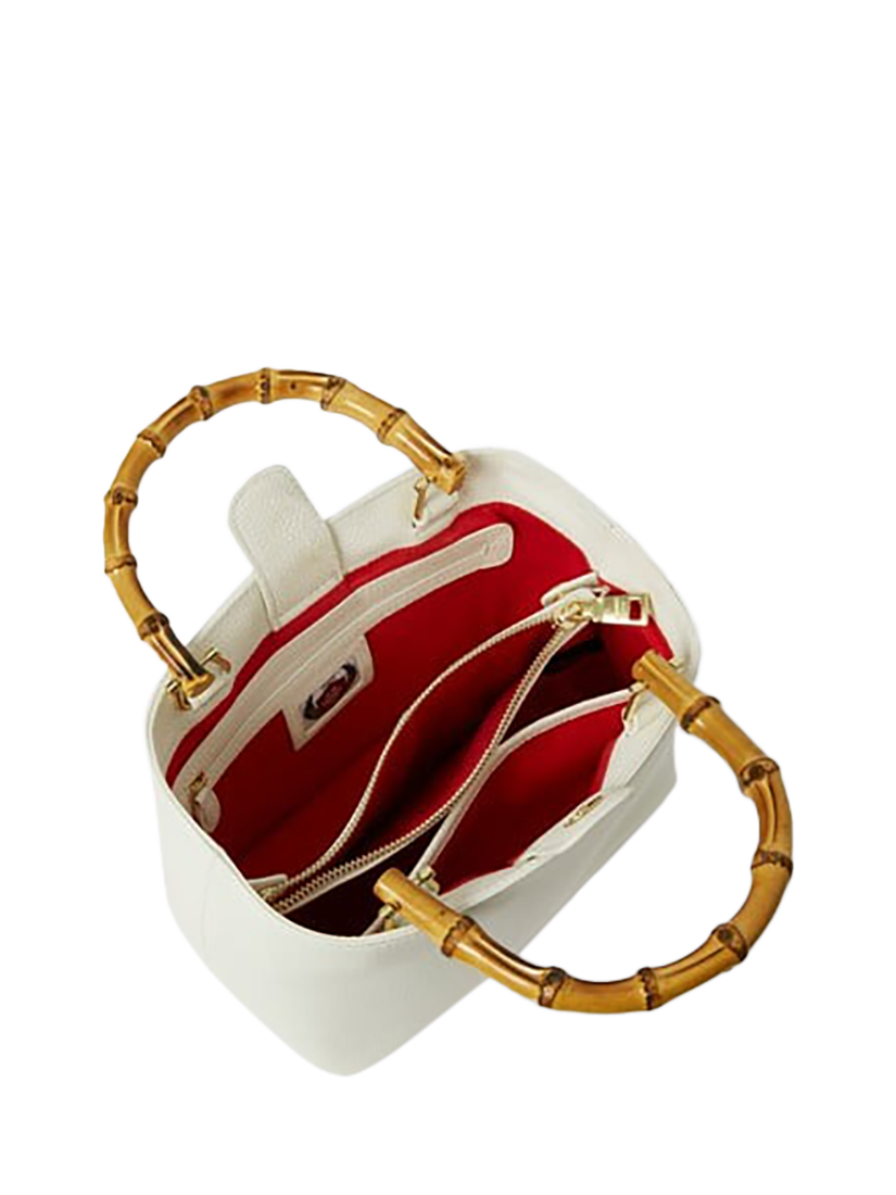 Product image 5 of 5, which shows OSPREY LONDON Mini Clio Leather Bag, White