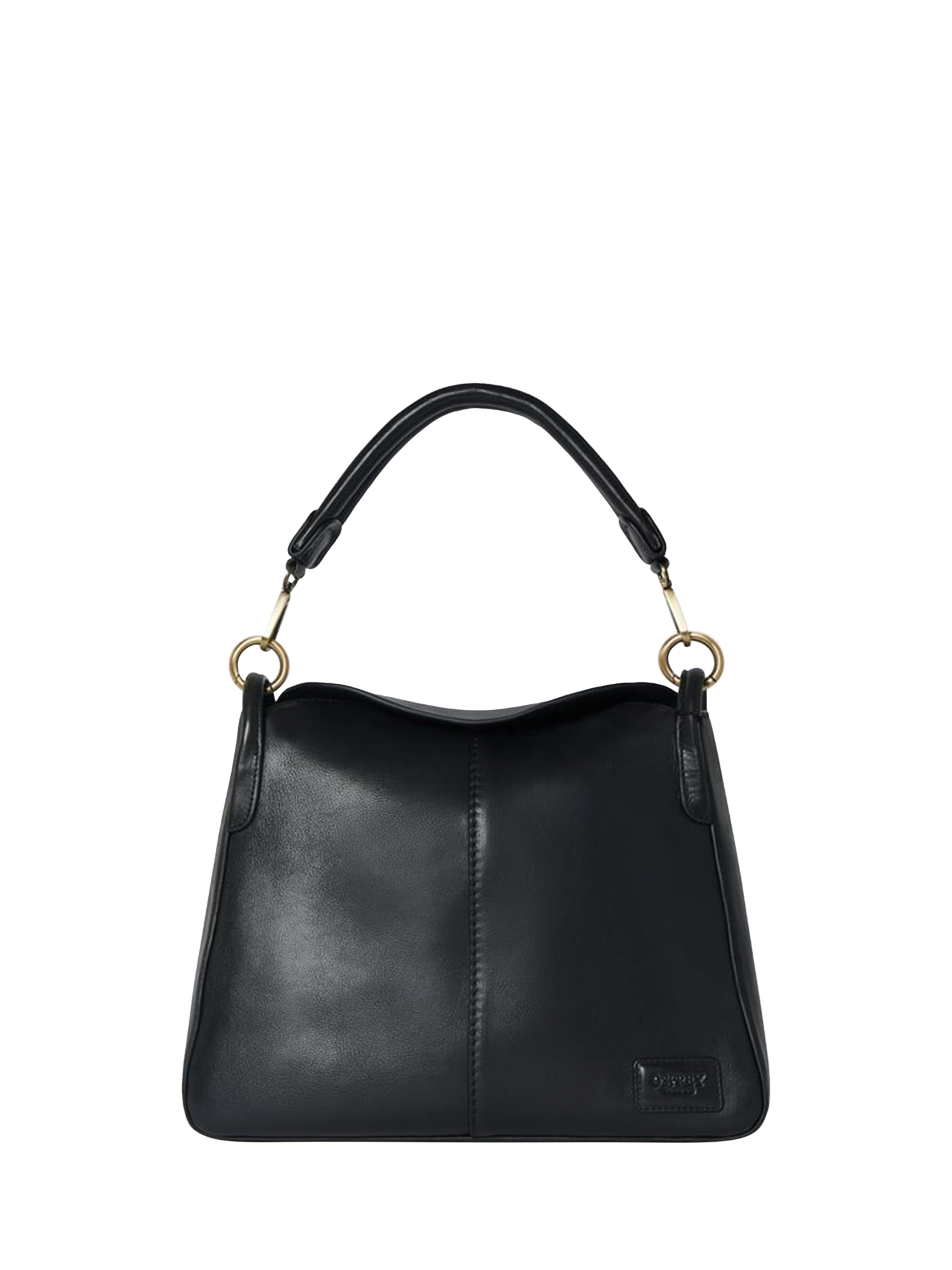 Product image 1 of 5, which shows OSPREY LONDON Oxford Medium Leather Shoulder Bag, Black
