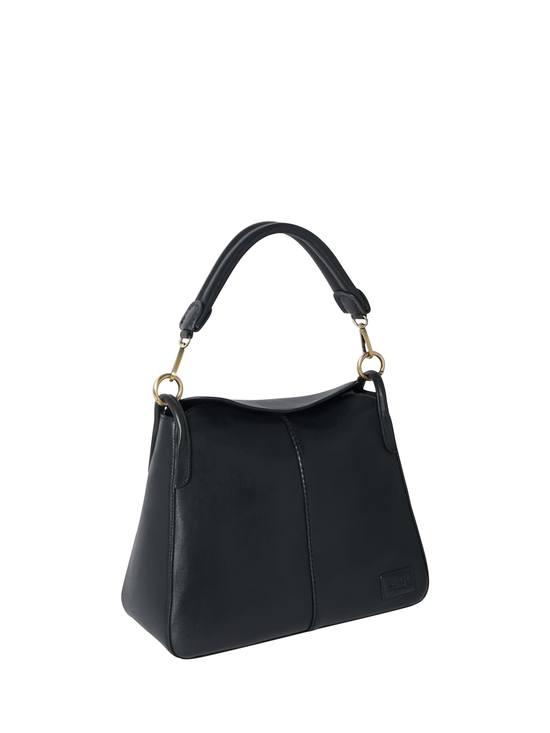 Product image 3 of 5, which shows OSPREY LONDON Oxford Medium Leather Shoulder Bag, Black