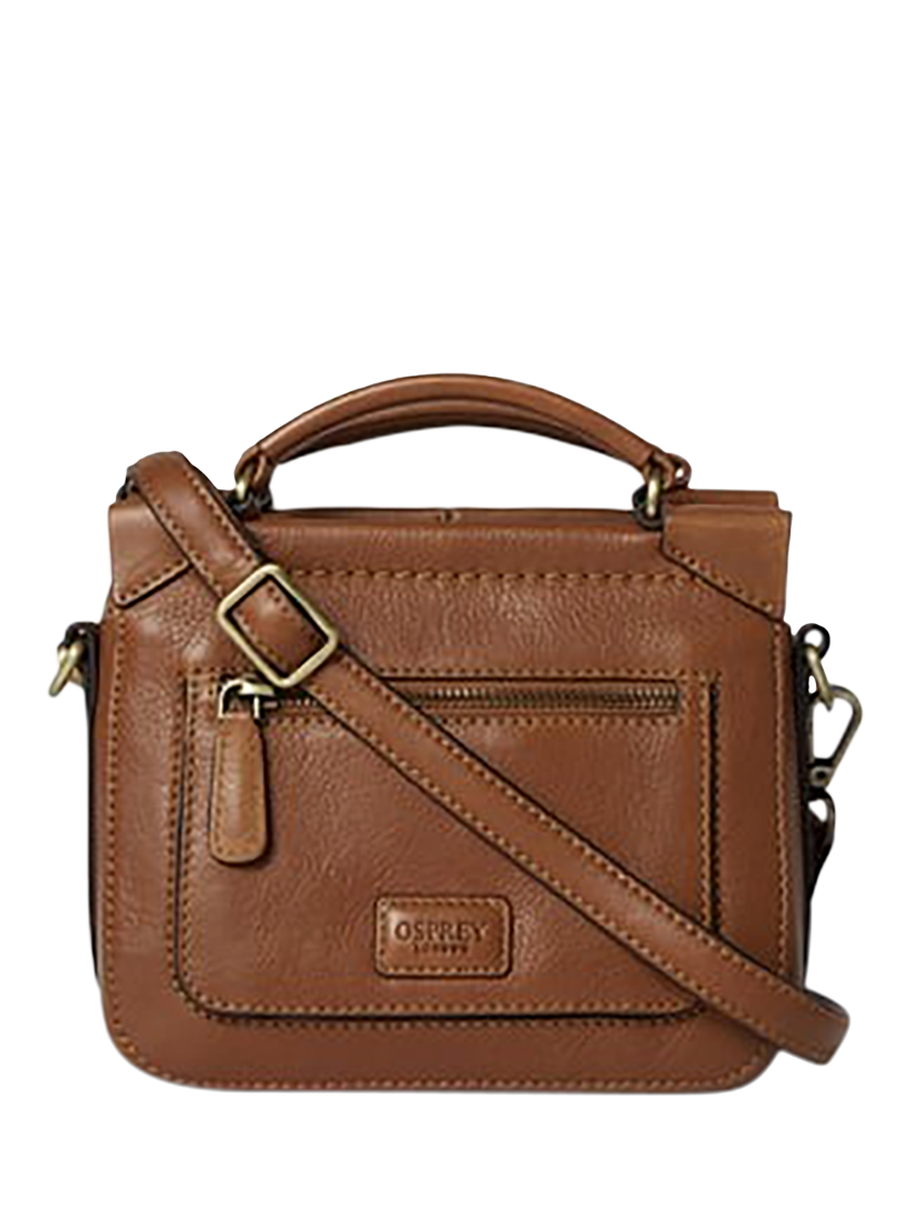 Product image 1 of 5, which shows OSPREY LONDON Oxford Leather Micro Crossbody Bag, Tan